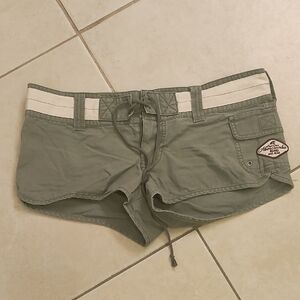 Abercrombie & Fitch Olive Cargo Shorts with White Waistband